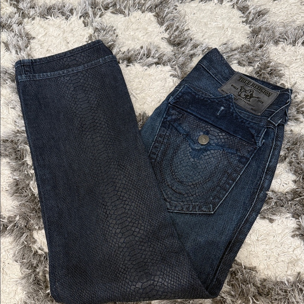 True Religion Men’s Snakeskin Indigo Jeans